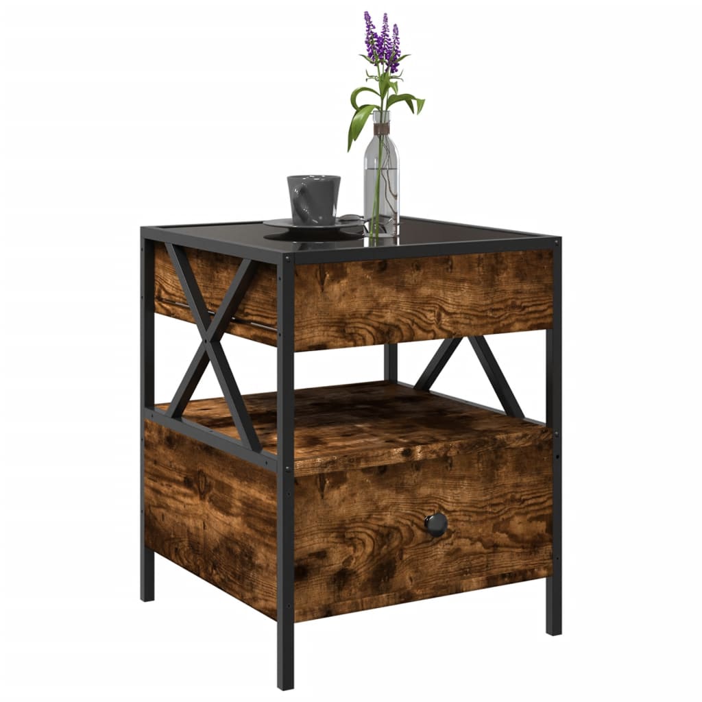 Table basse avec LED Infinity chêne fumé 40x40x51 cm - XIOS