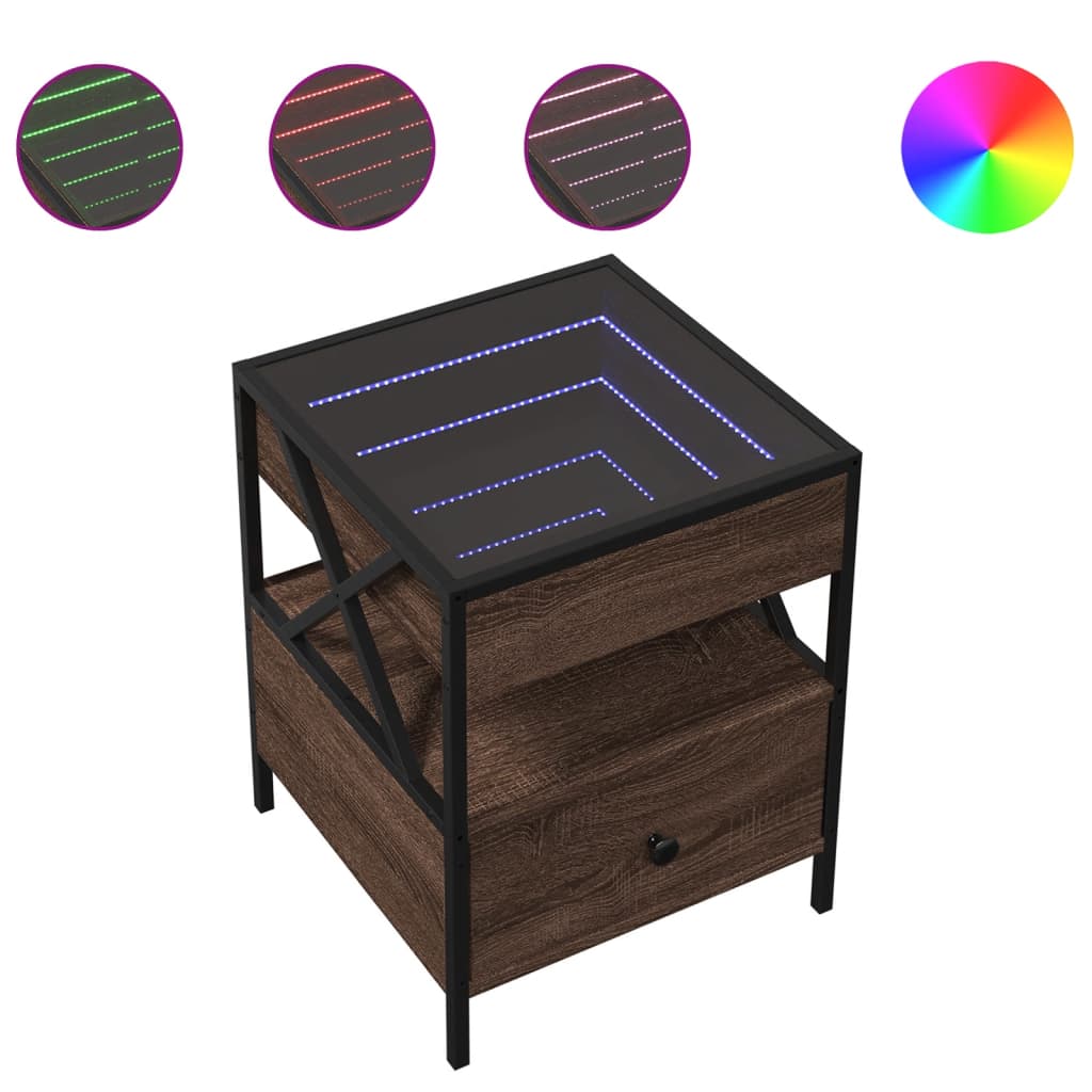 Table basse avec LED Infinity chêne marron 40x40x51 cm - XIOS