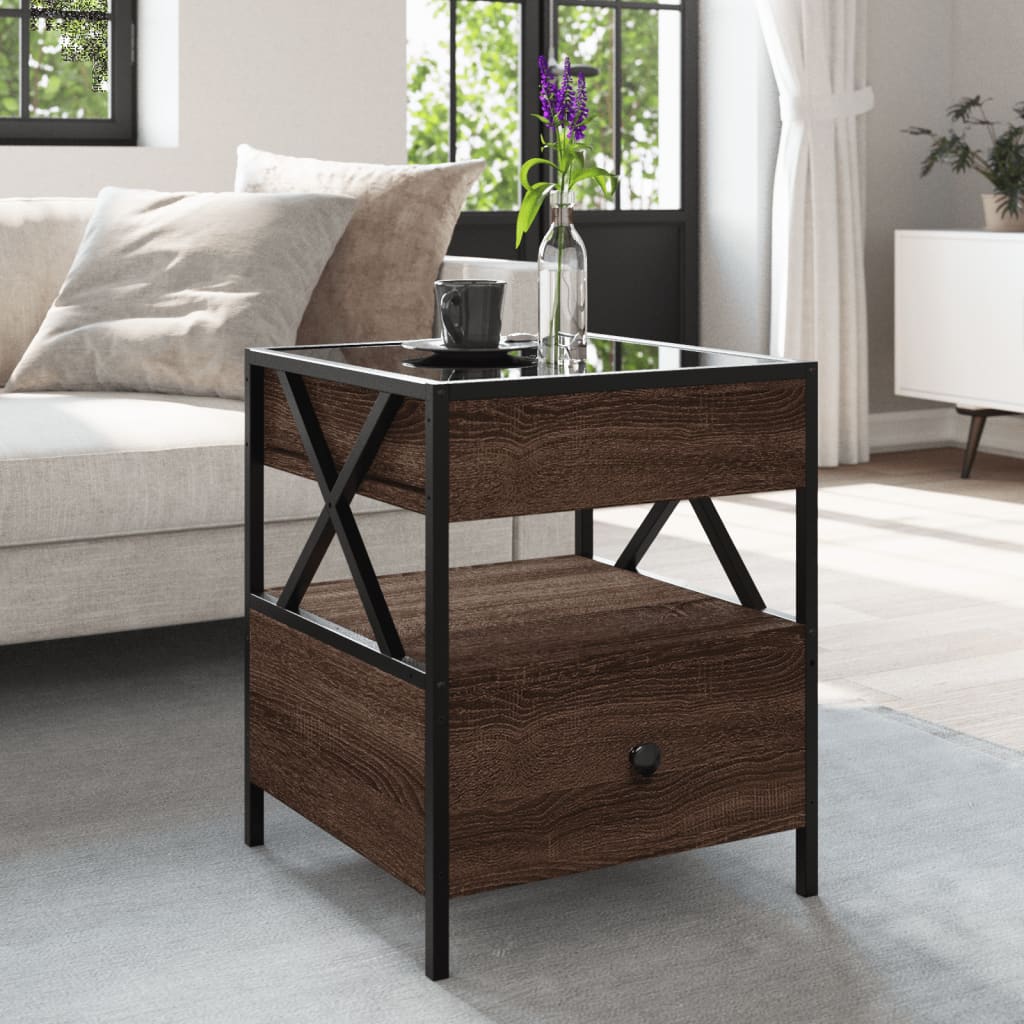 Table basse avec LED Infinity chêne marron 40x40x51 cm - XIOS