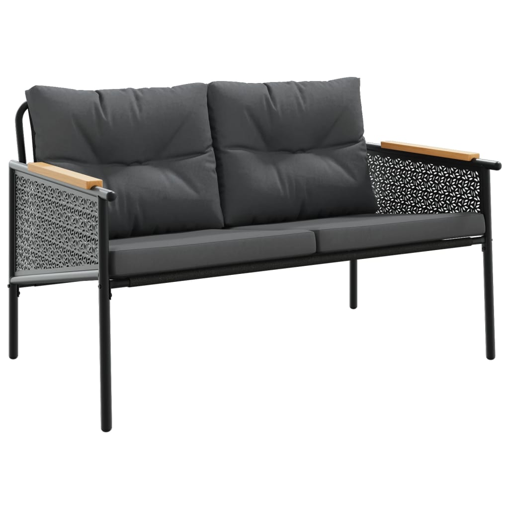Ensemble de meubles de balcon avec coussins 3 pcs noir acier Salons de jardin vidaXL