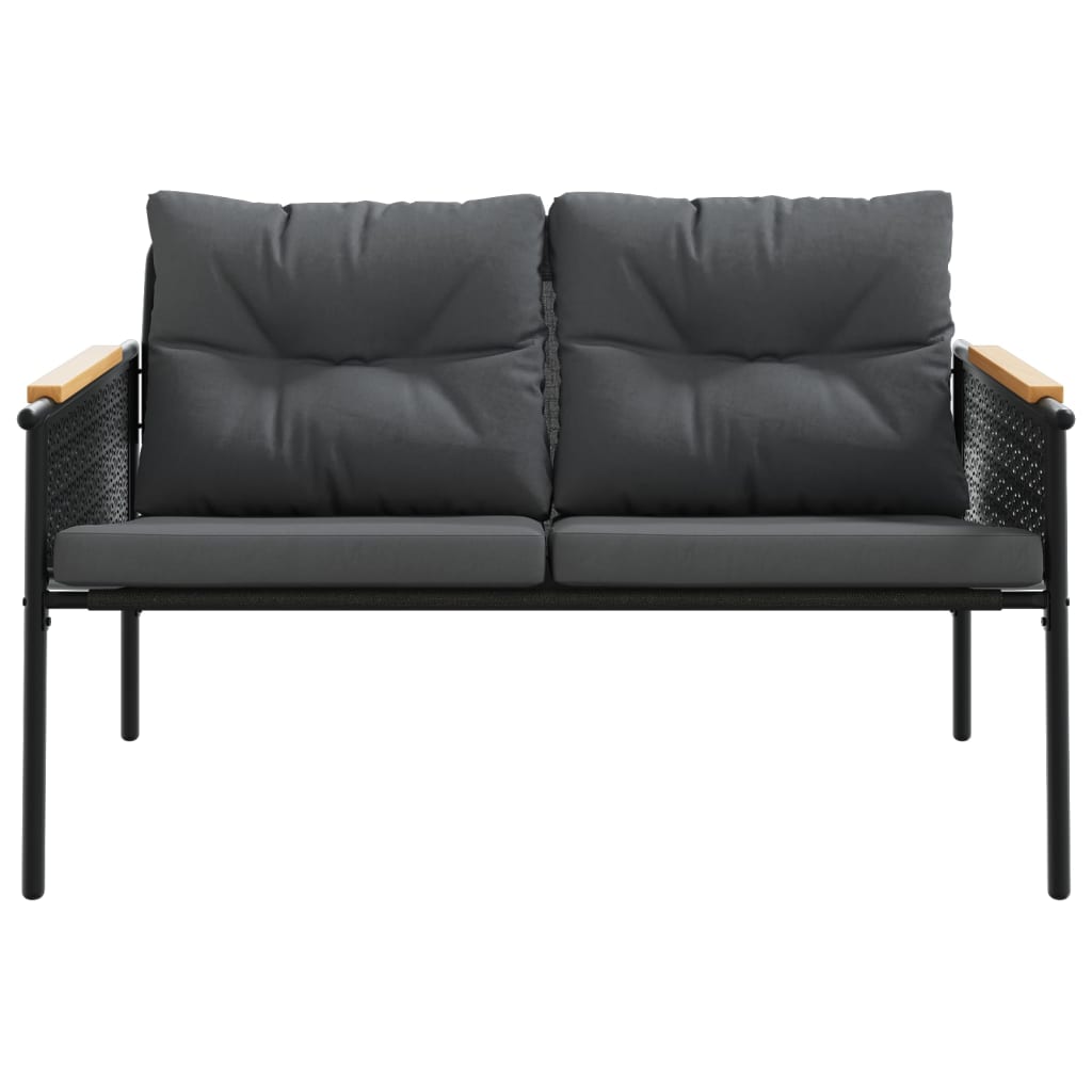 Ensemble de meubles de balcon avec coussins 3 pcs noir acier Salons de jardin vidaXL