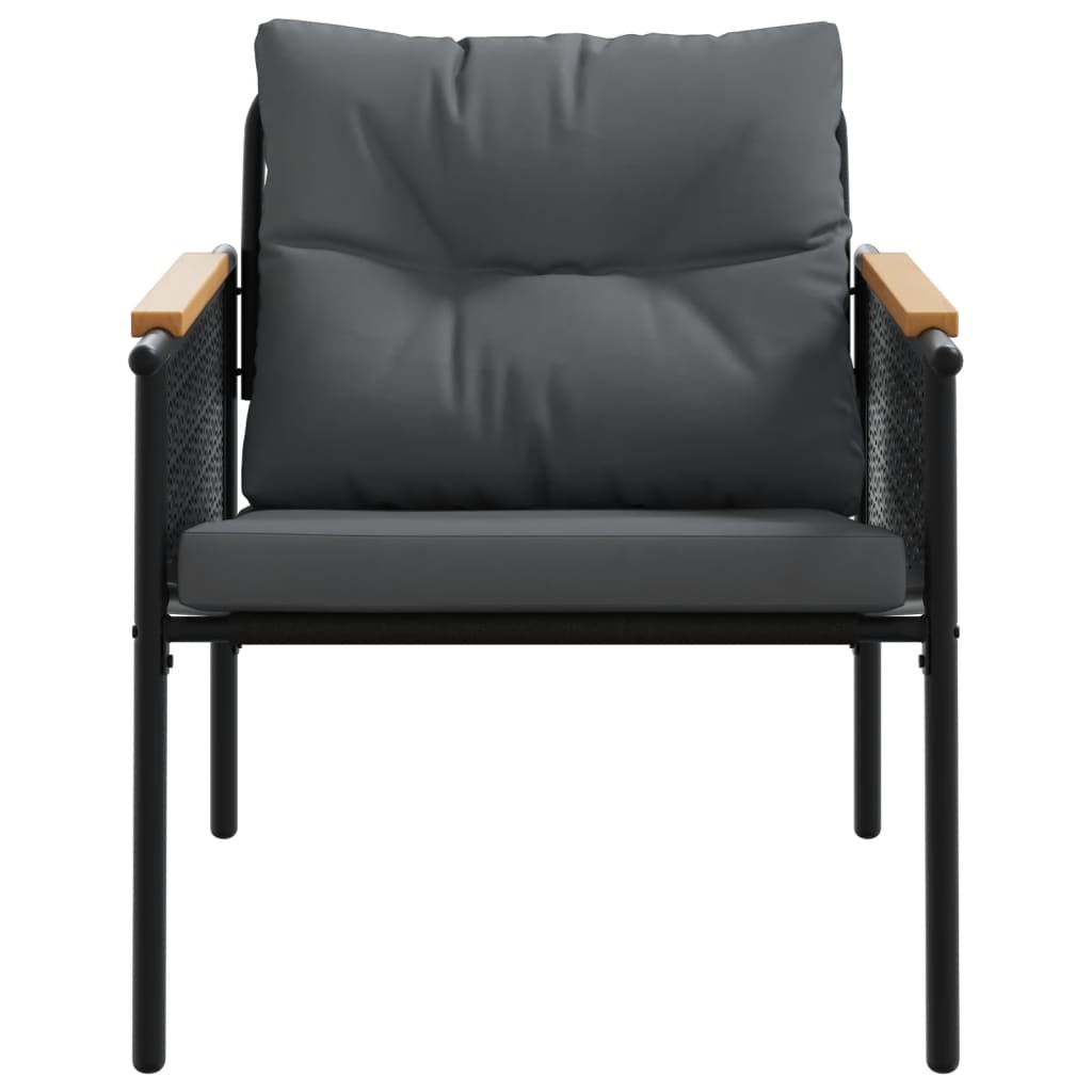 Ensemble de meubles de balcon avec coussins 3 pcs noir acier Salons de jardin vidaXL