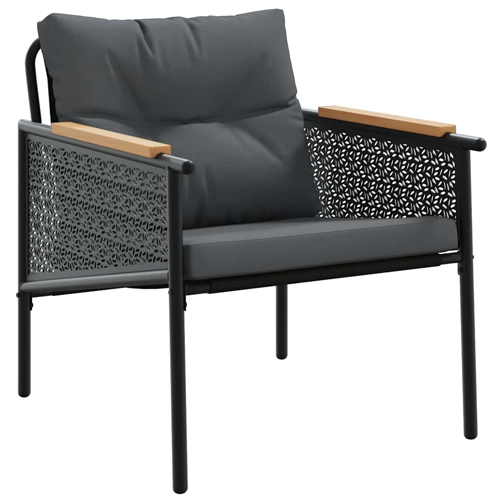 Ensemble de meubles de balcon avec coussins 5 pcs noir acier - XIOS