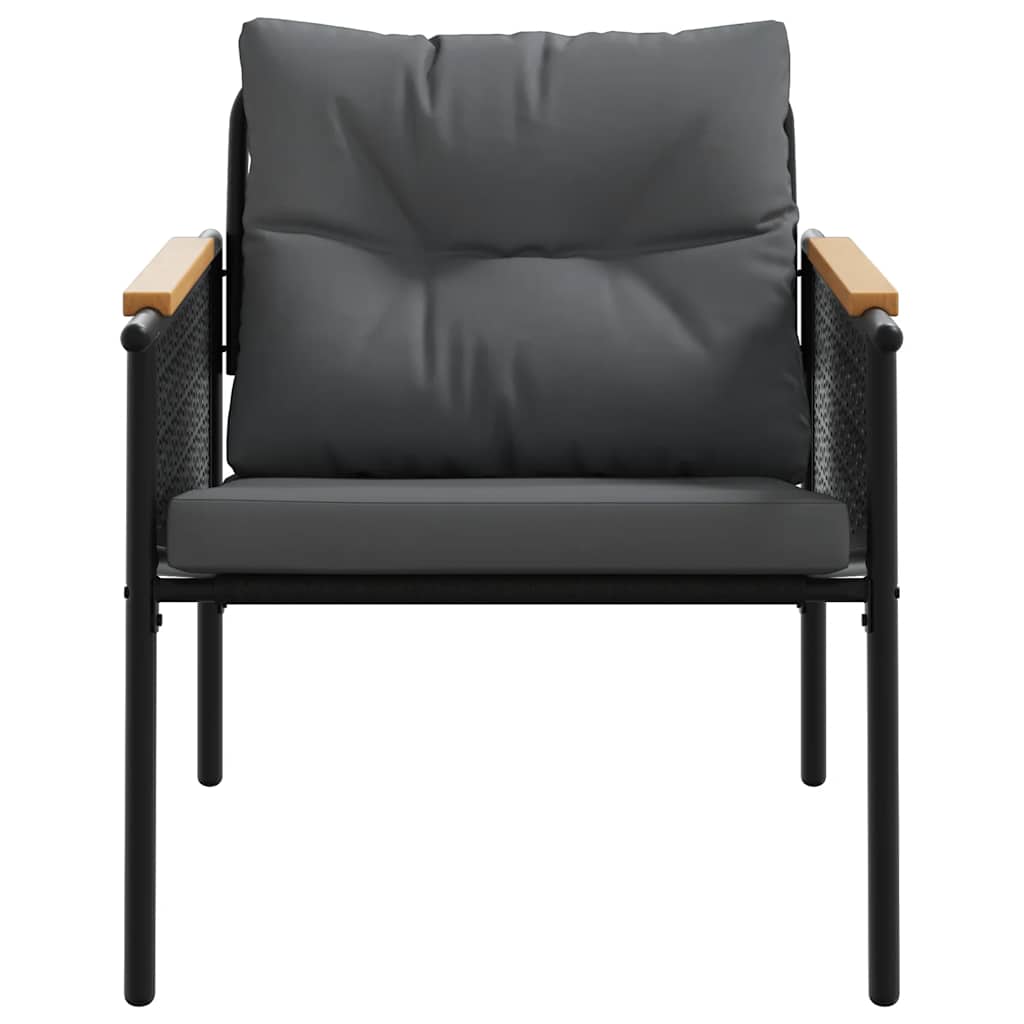 Ensemble de meubles de balcon avec coussins 5 pcs noir acier - XIOS