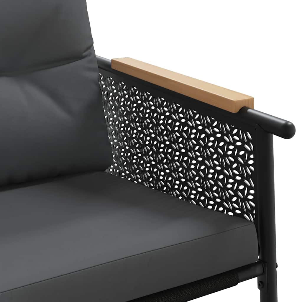 Ensemble de meubles de balcon avec coussins 5 pcs noir acier - XIOS