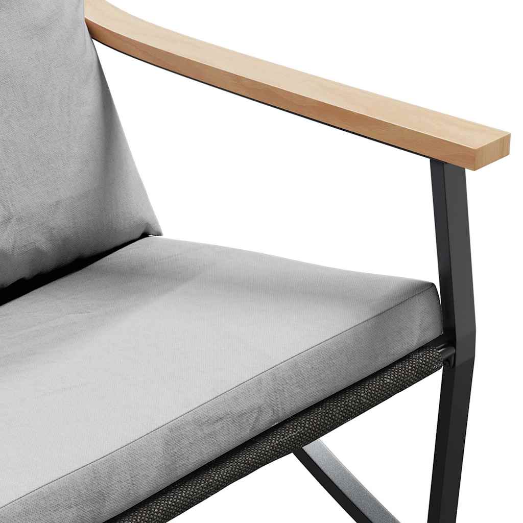 Ensemble de meubles de balcon avec coussins 5 pcs noir acier - XIOS