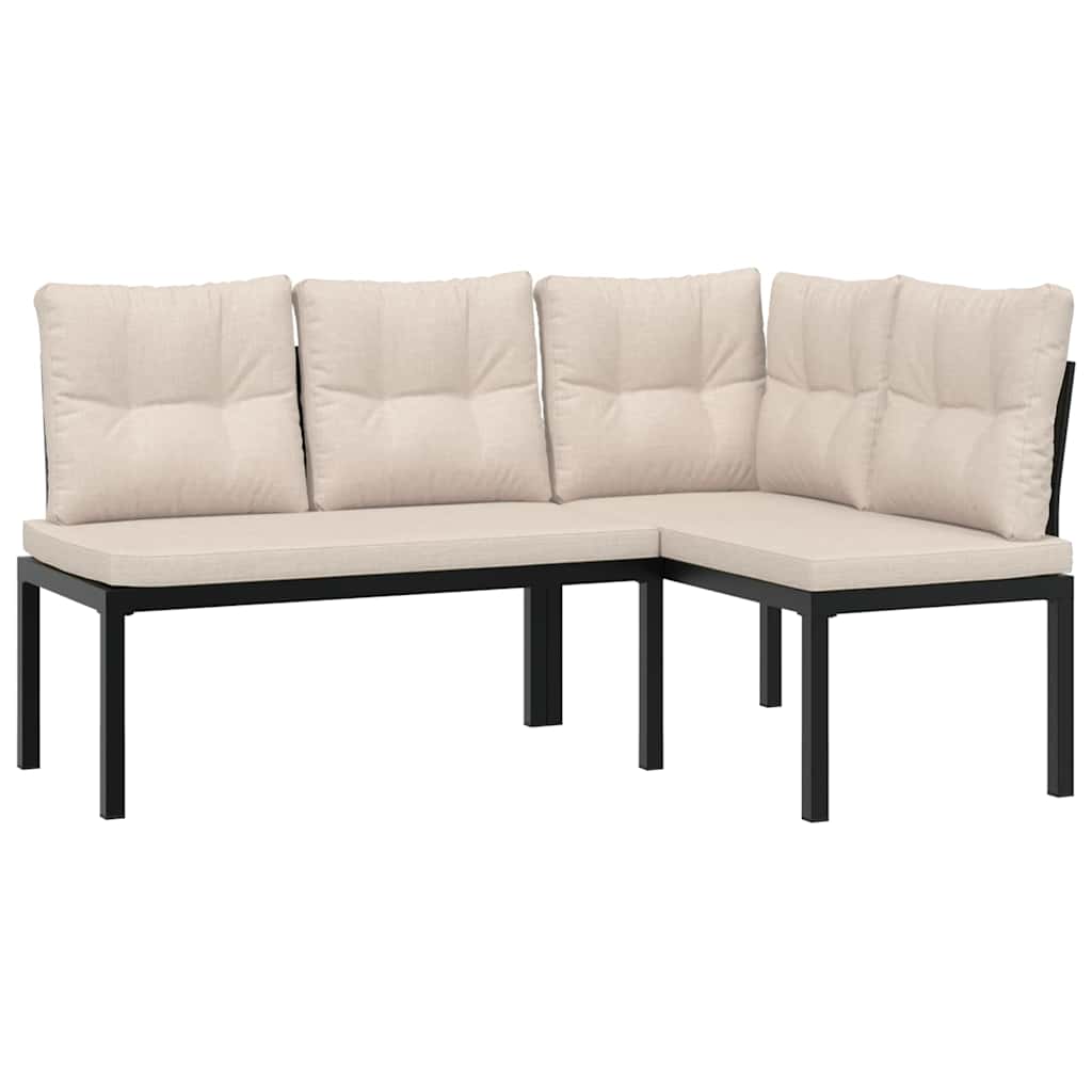 Ensemble de banc de jardin avec coussins 3 pcs noir - XIOS