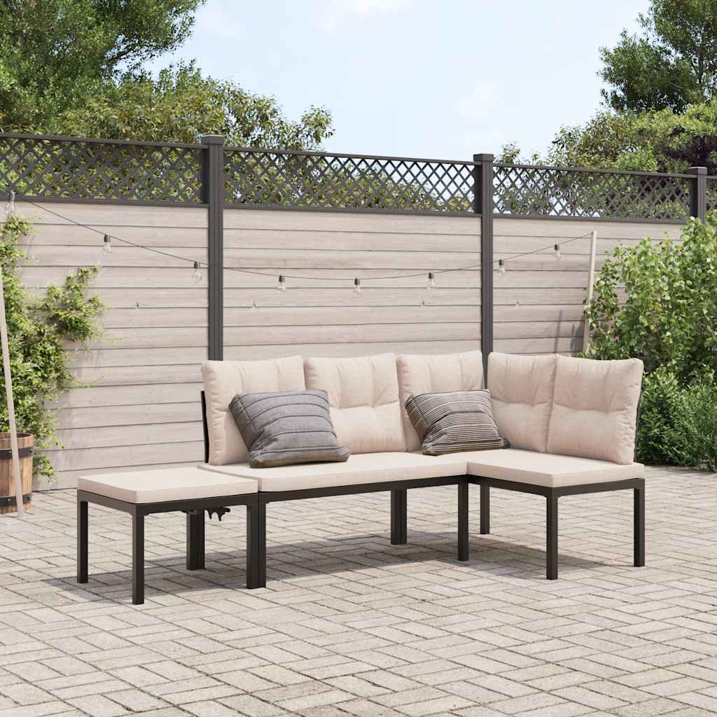 Ensemble de banc de jardin avec coussins 3 pcs noir - XIOS