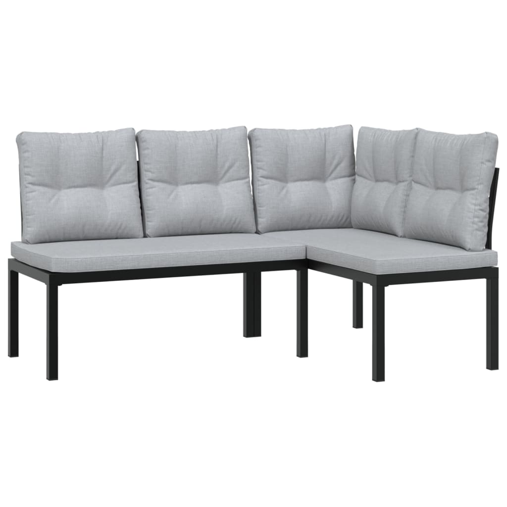 Ensemble de banc de jardin avec coussins 3 pcs noir - XIOS
