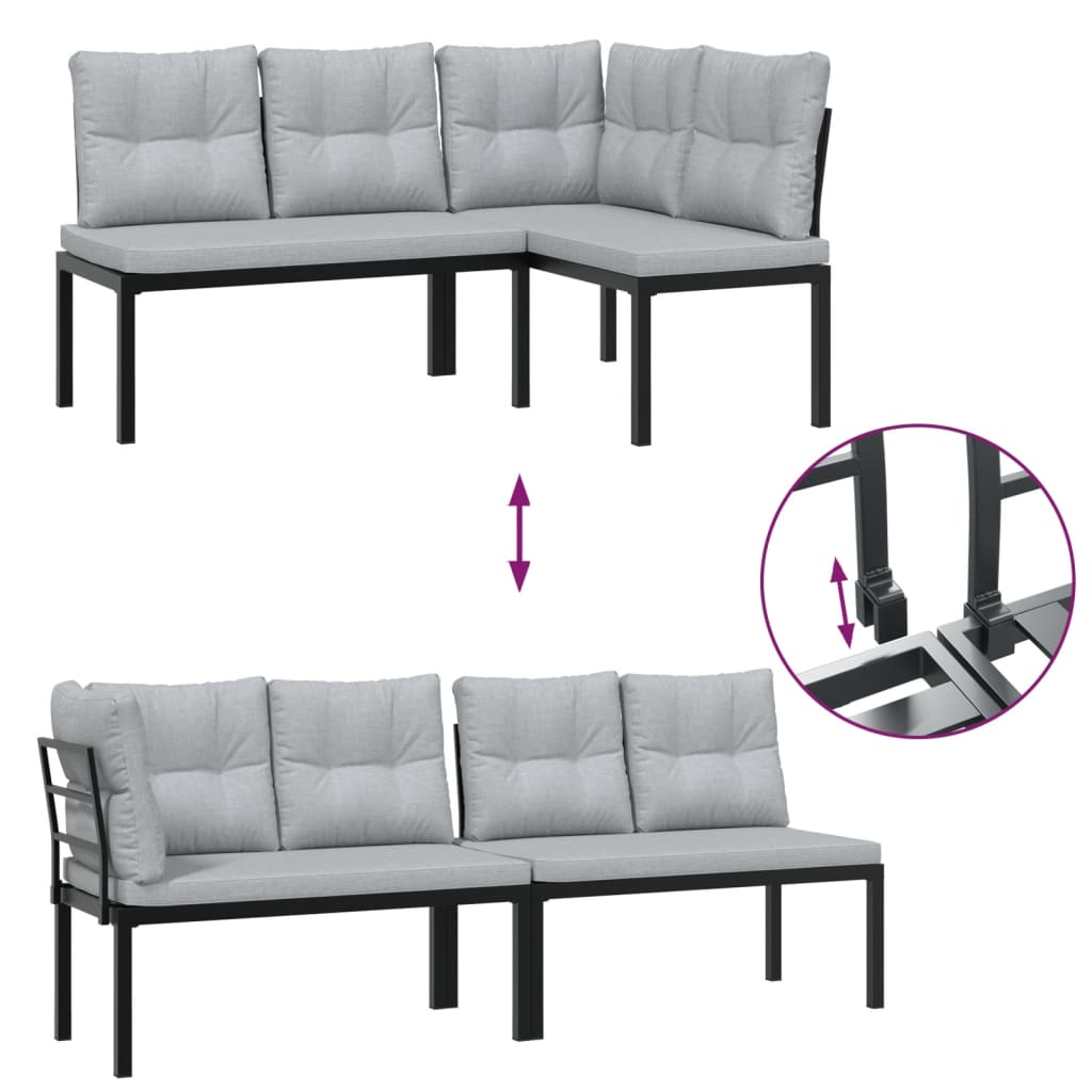 Ensemble de banc de jardin avec coussins 3 pcs noir - XIOS
