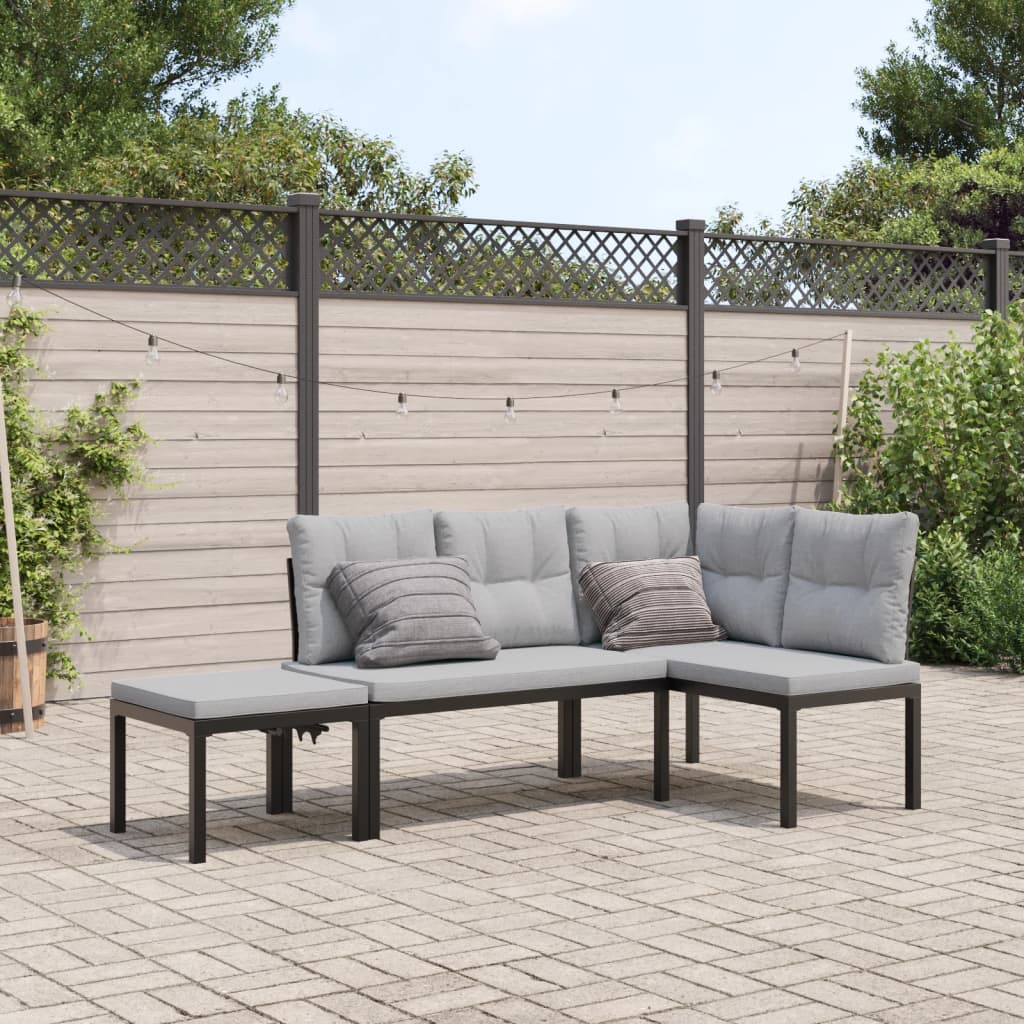 Ensemble de banc de jardin avec coussins 3 pcs noir - XIOS