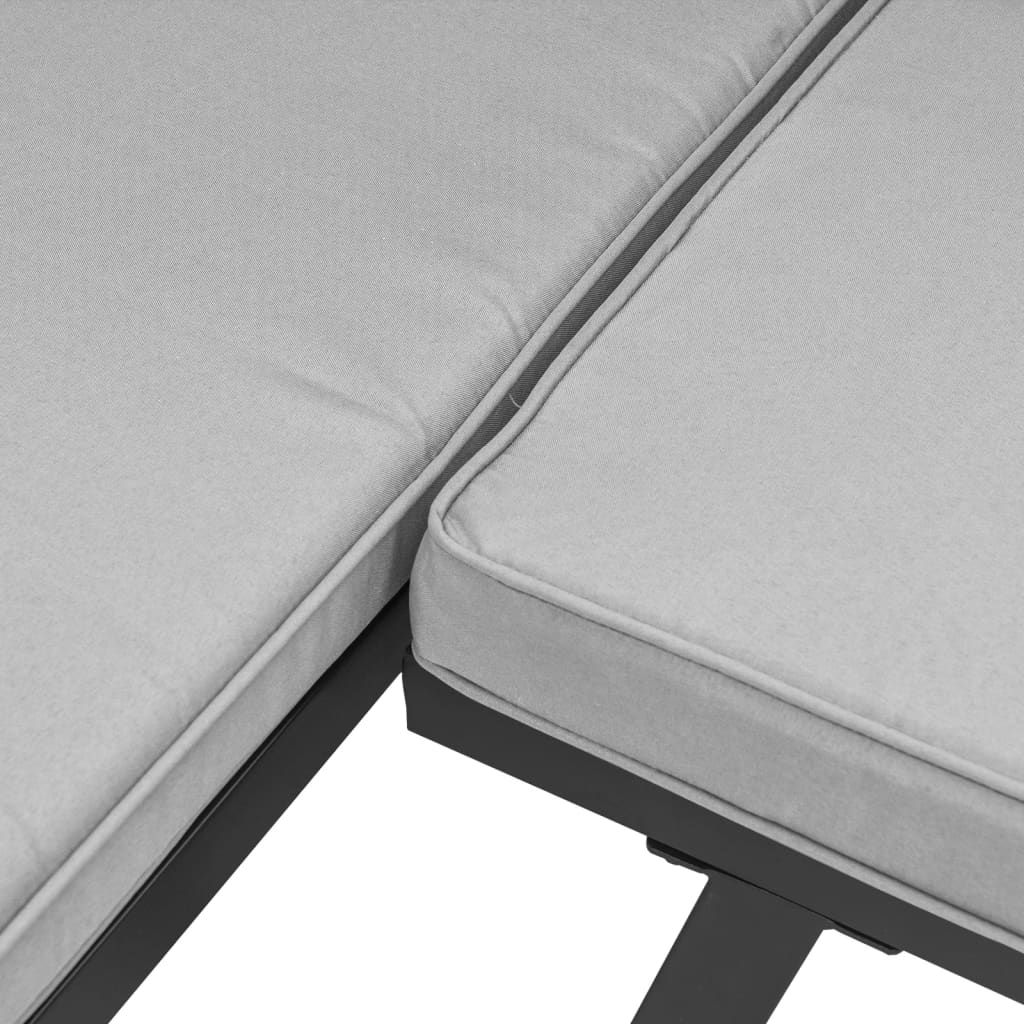Salon de jardin avec coussins 4 pcs noir acier enduit de poudre - XIOS