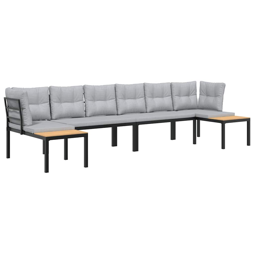 Salon de jardin avec coussins 4 pcs noir acier enduit de poudre Salons de jardin vidaXL