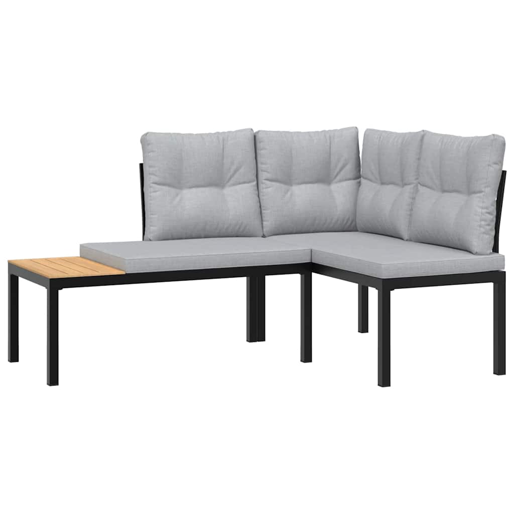 Salon de jardin avec coussins 4 pcs noir acier enduit de poudre Salons de jardin vidaXL