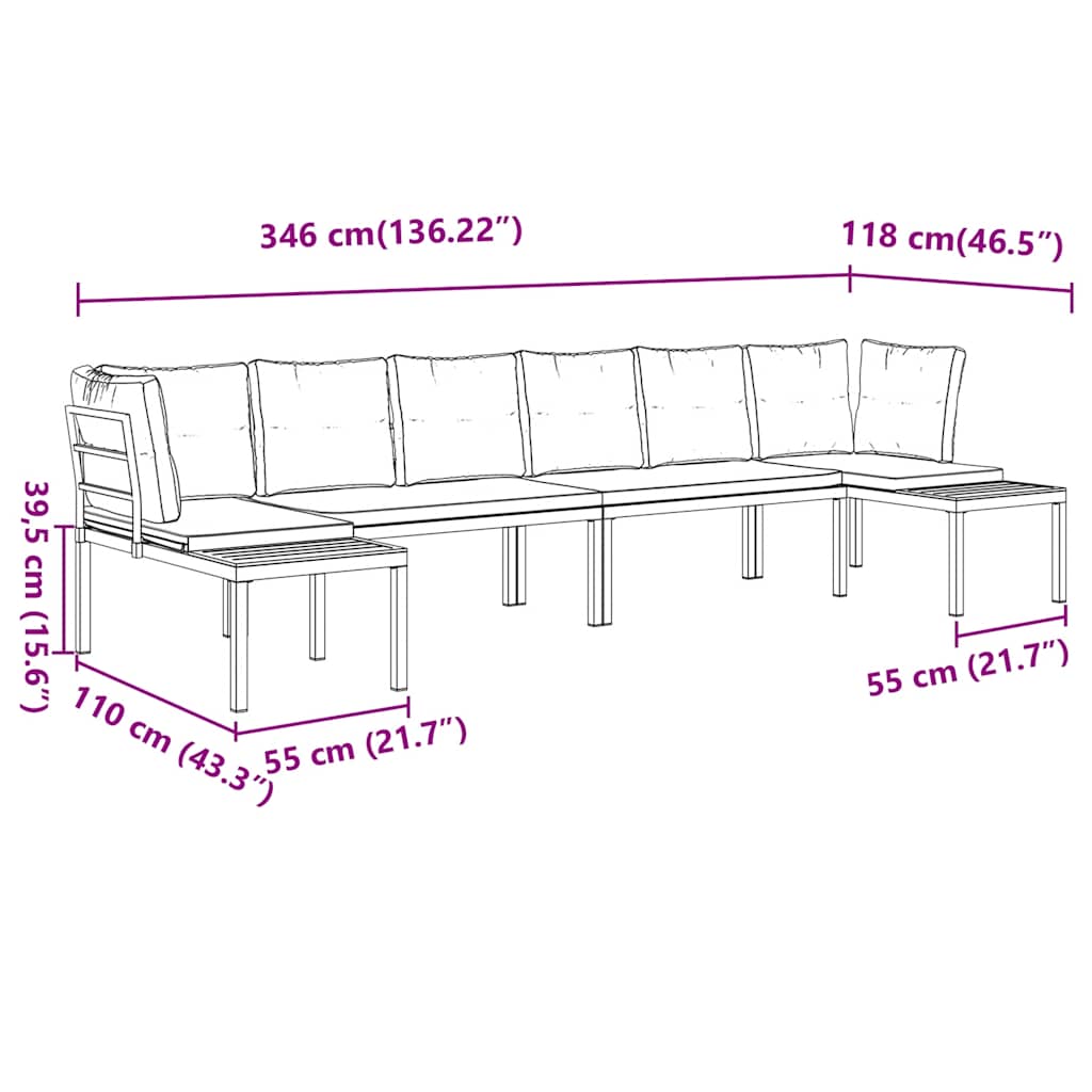 Salon de jardin avec coussins 4 pcs noir acier enduit de poudre Salons de jardin vidaXL