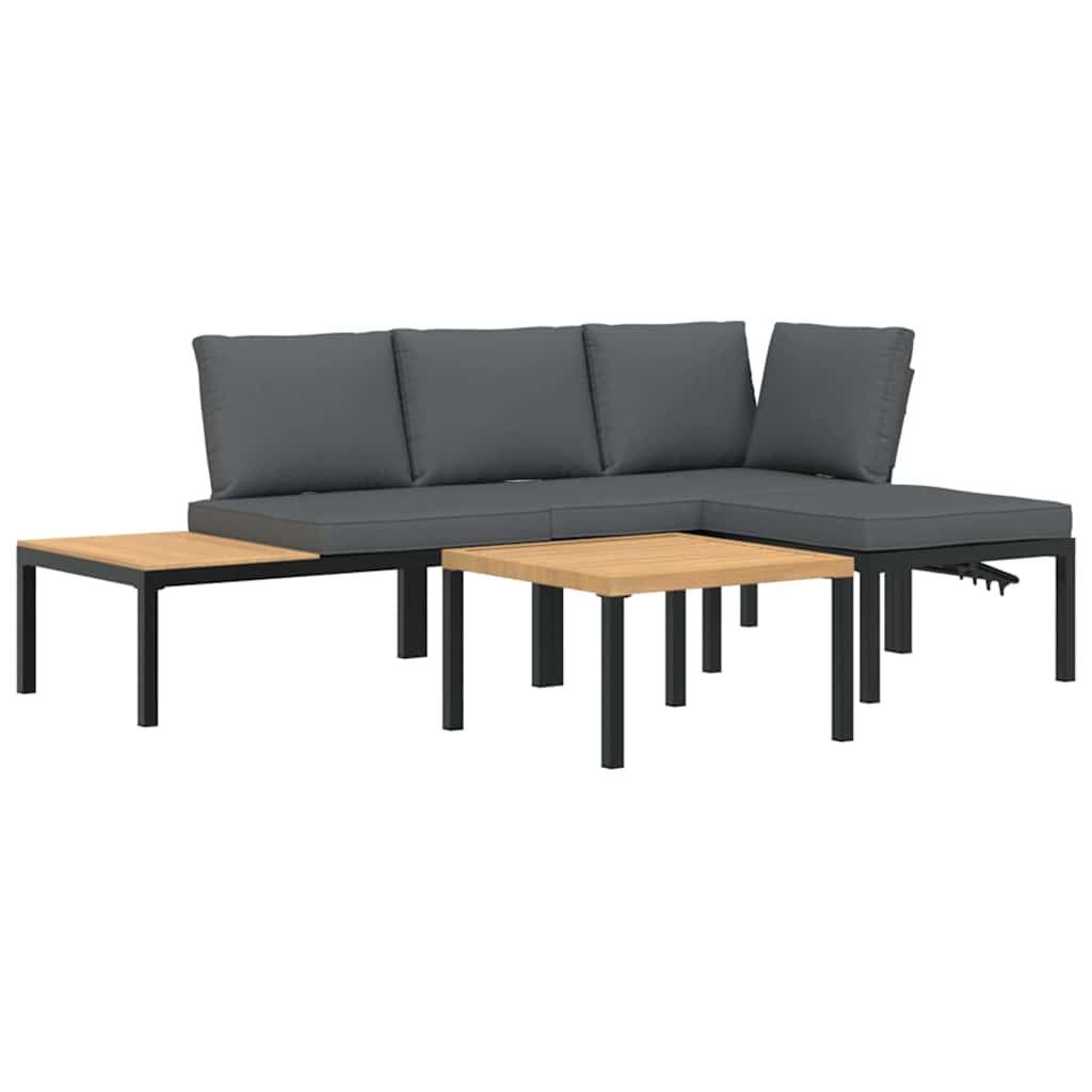 Salon de jardin 4 pcs avec coussins noir aluminium - XIOS