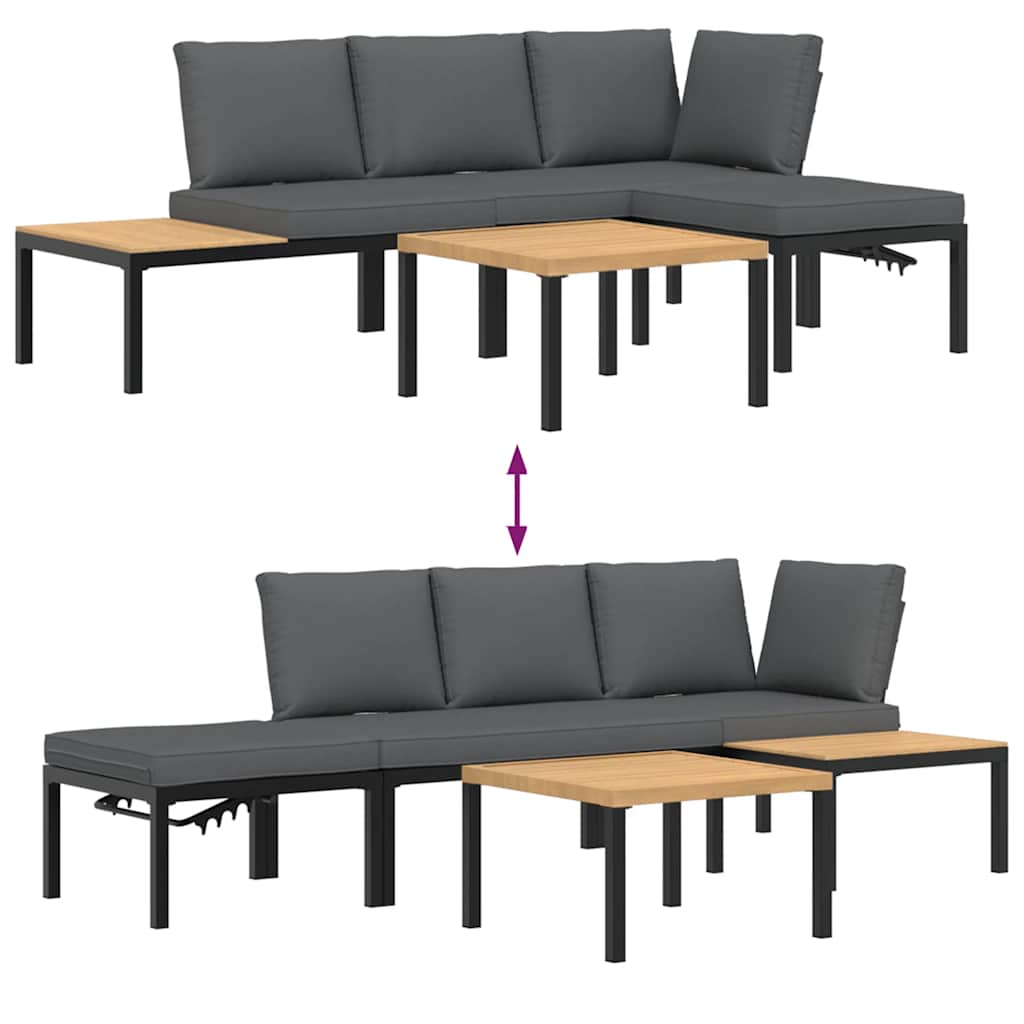 Salon de jardin 4 pcs avec coussins noir aluminium - XIOS