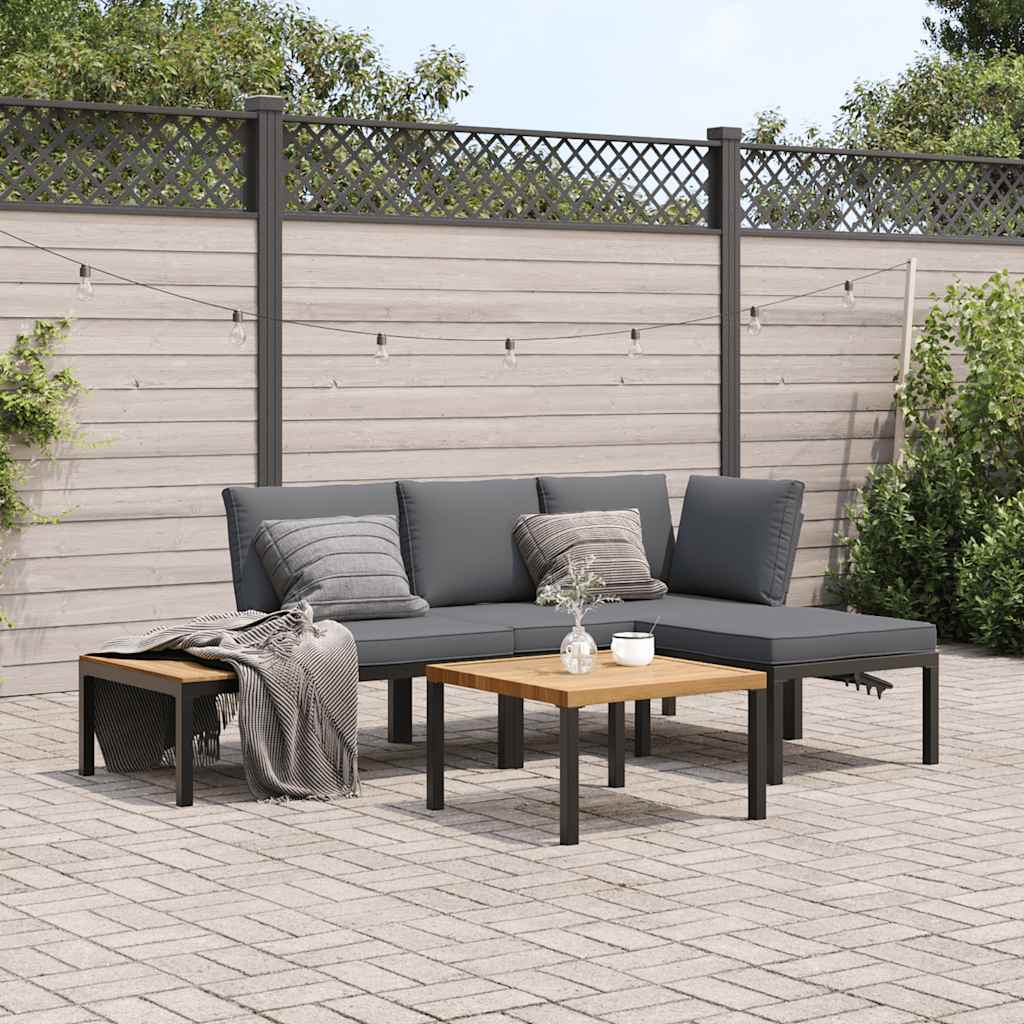 Salon de jardin 4 pcs avec coussins noir aluminium - XIOS