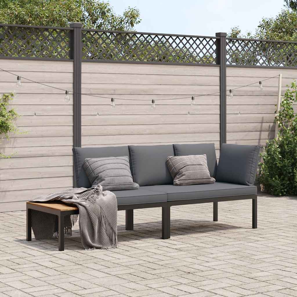 Salon de jardin 2 pcs avec coussins noir aluminium - XIOS