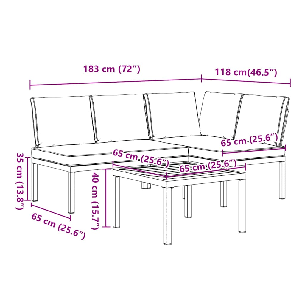 Salon de jardin 3 pcs avec coussins noir aluminium - XIOS