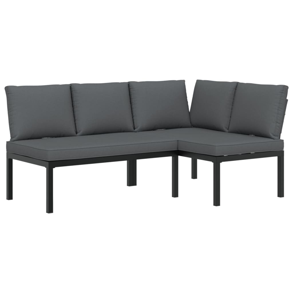 Salon de jardin 2 pcs avec coussins noir aluminium - XIOS