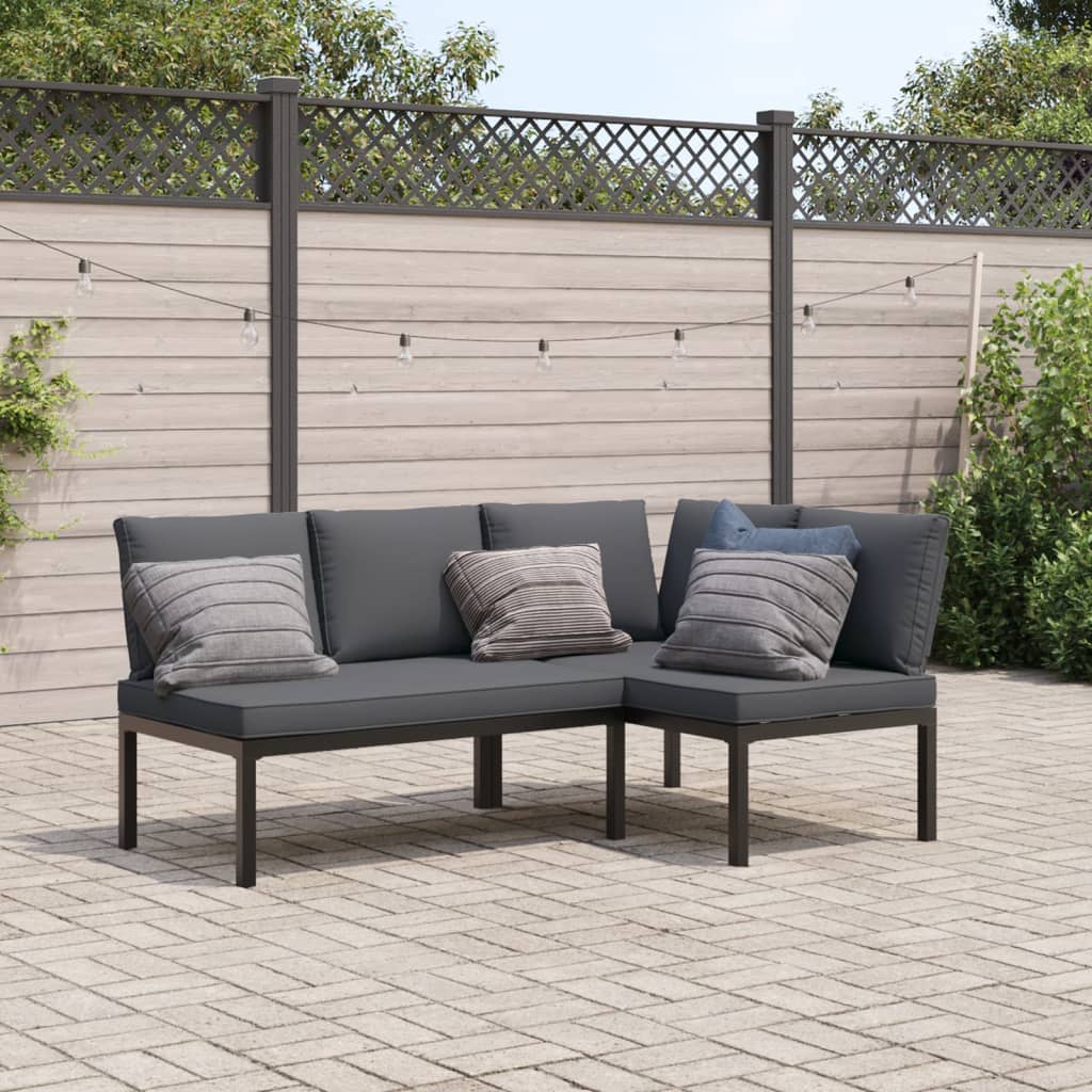 Salon de jardin 2 pcs avec coussins noir aluminium - XIOS