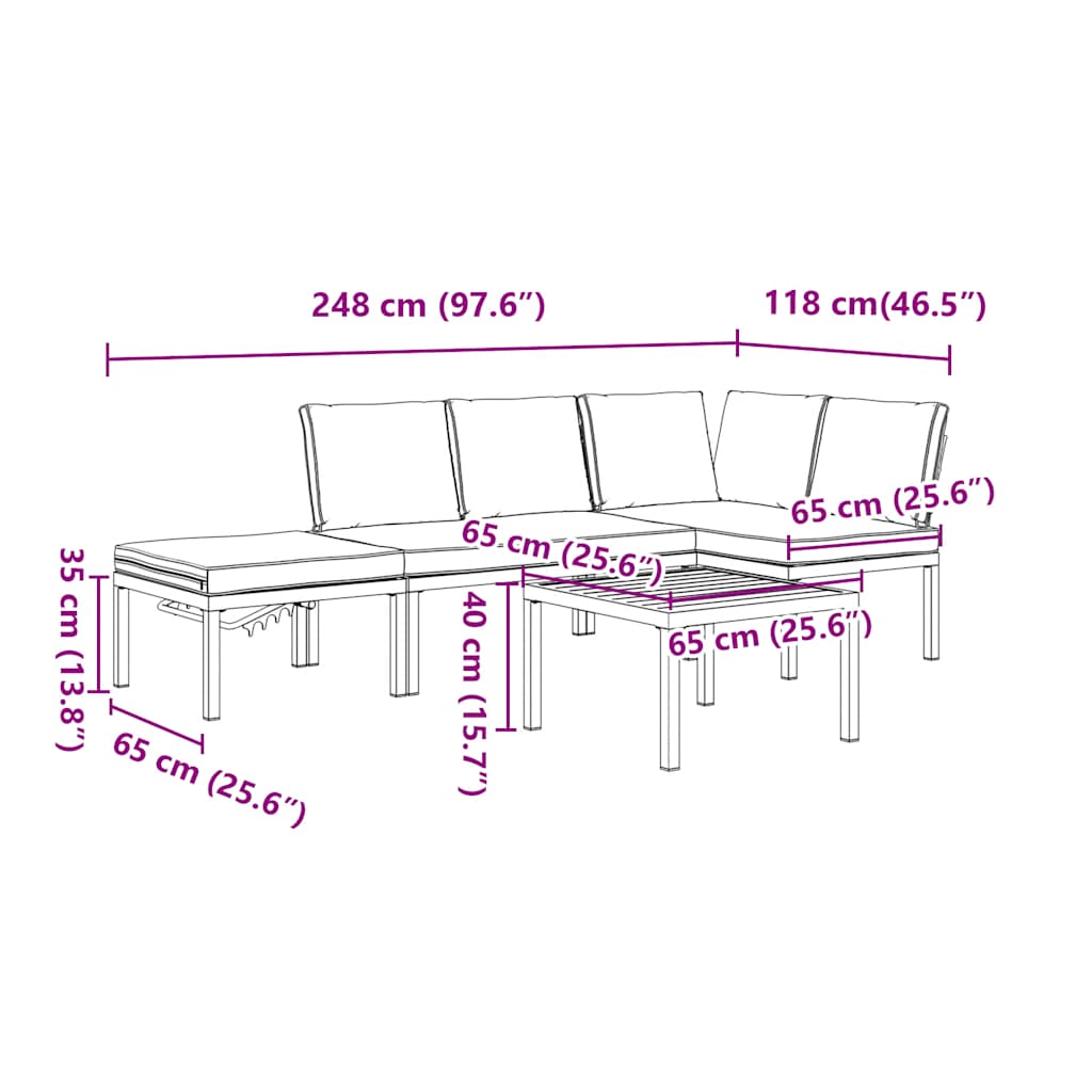 Salon de jardin 4 pcs avec coussins noir aluminium - XIOS