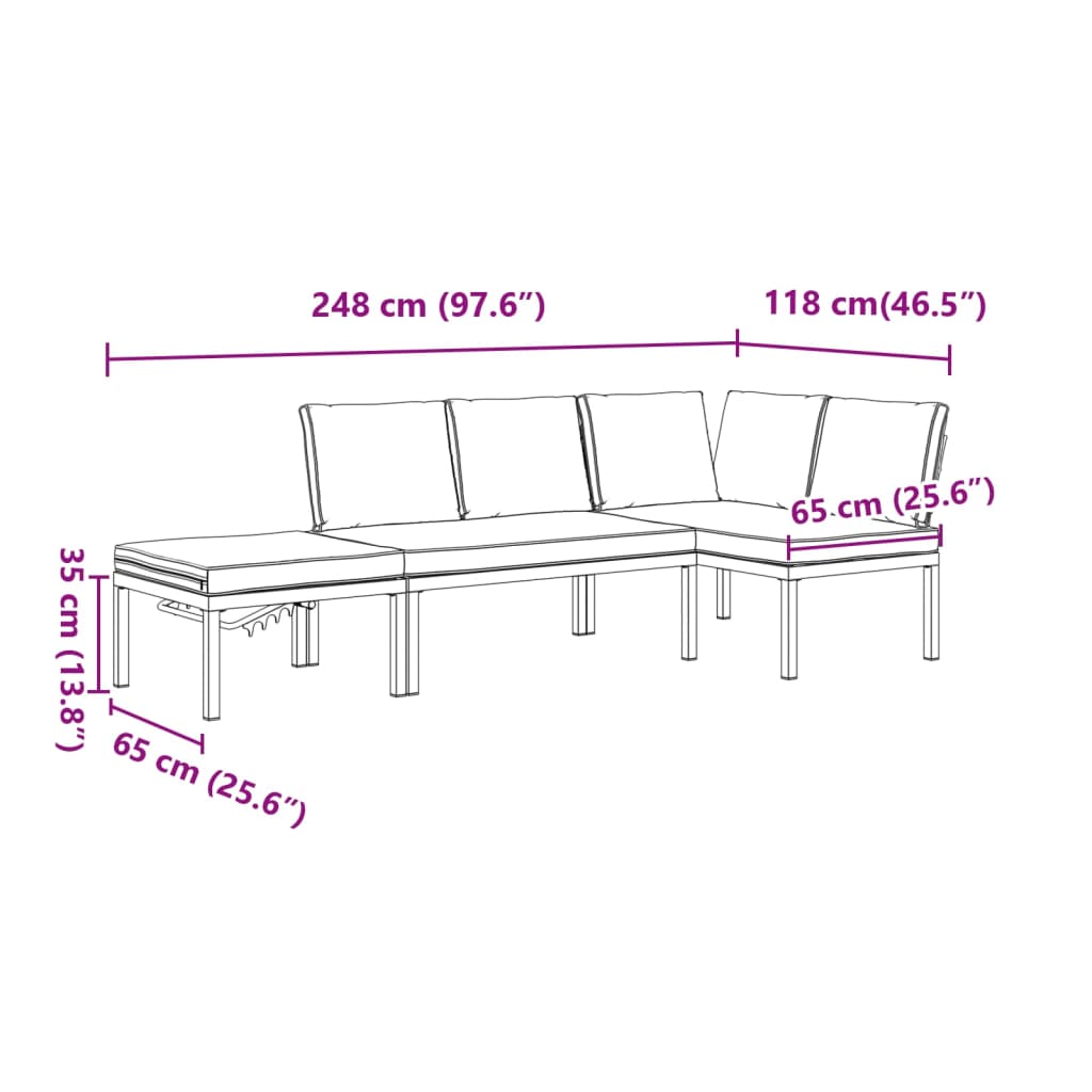 Salon de jardin 3 pcs avec coussins noir aluminium - XIOS