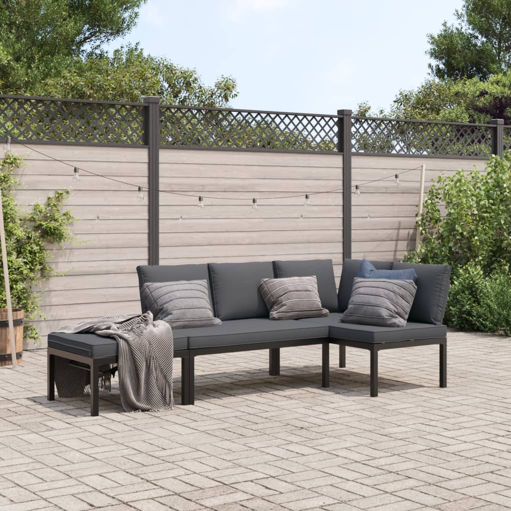 Salon de jardin 3 pcs avec coussins noir aluminium - XIOS