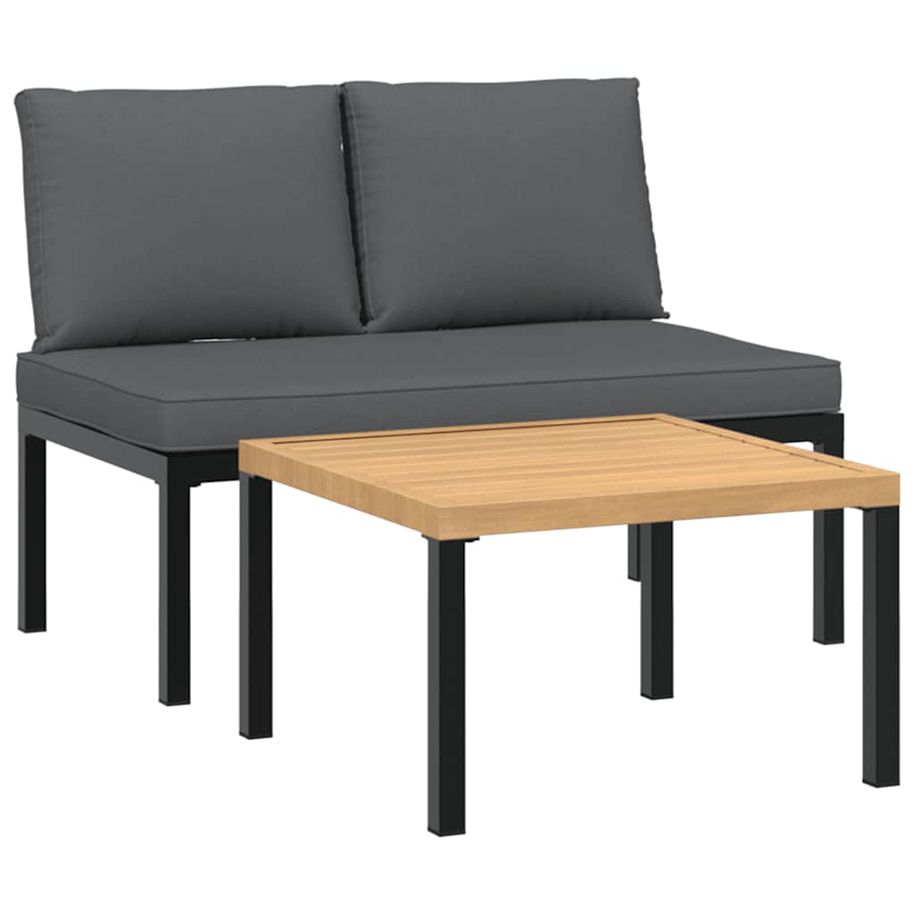 Salon de jardin 2 pcs avec coussins noir aluminium - XIOS