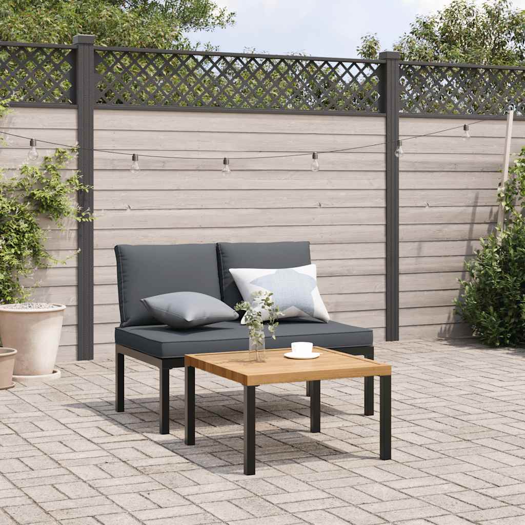 Salon de jardin 2 pcs avec coussins noir aluminium - XIOS