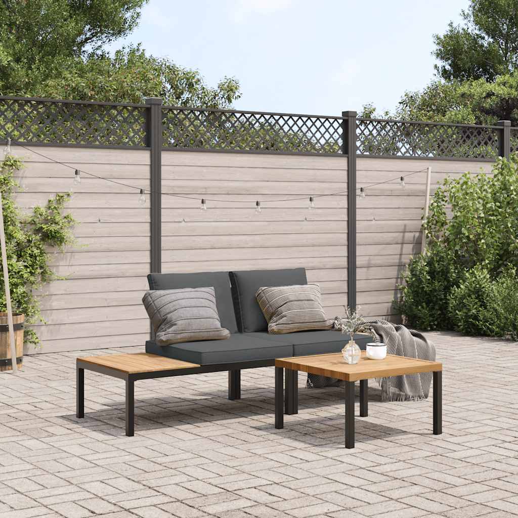 Salon de jardin 3 pcs avec coussins noir aluminium - XIOS
