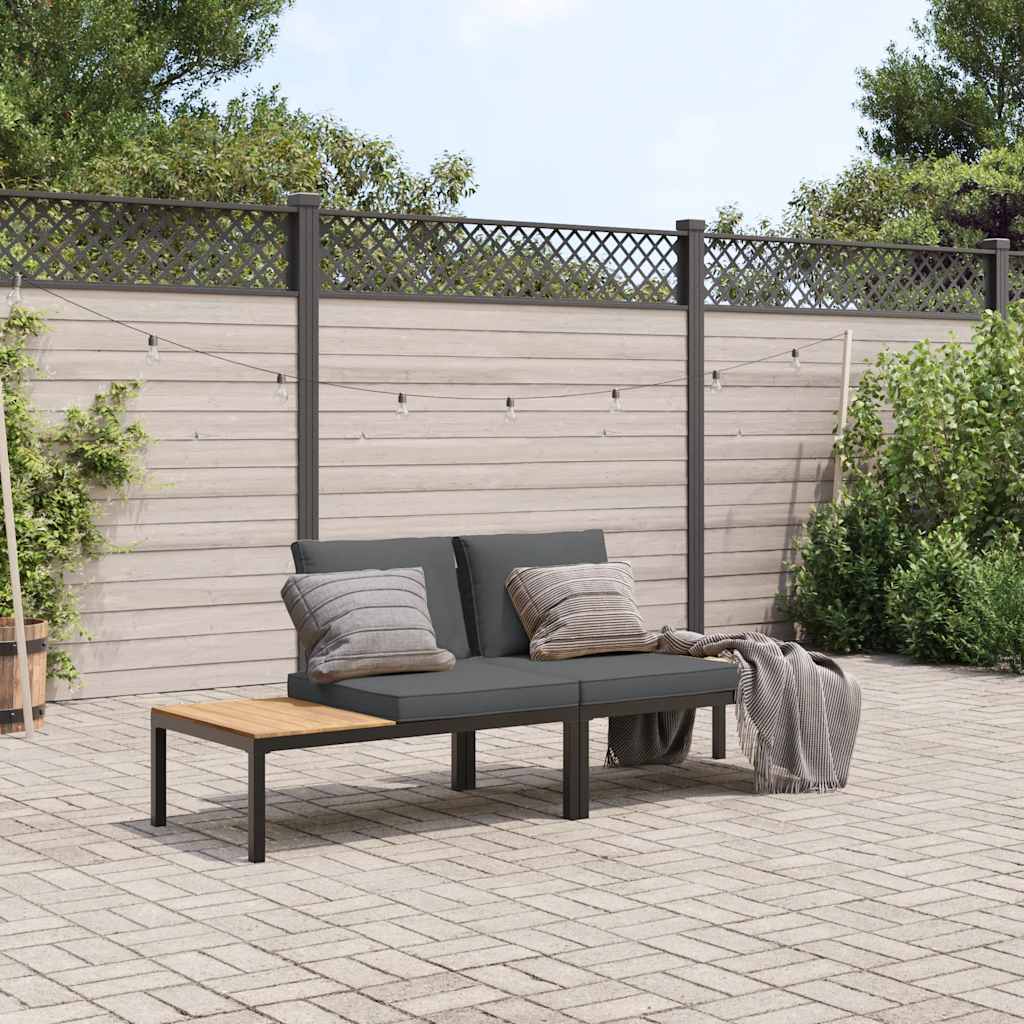 Salon de jardin 2 pcs avec coussins noir aluminium - XIOS