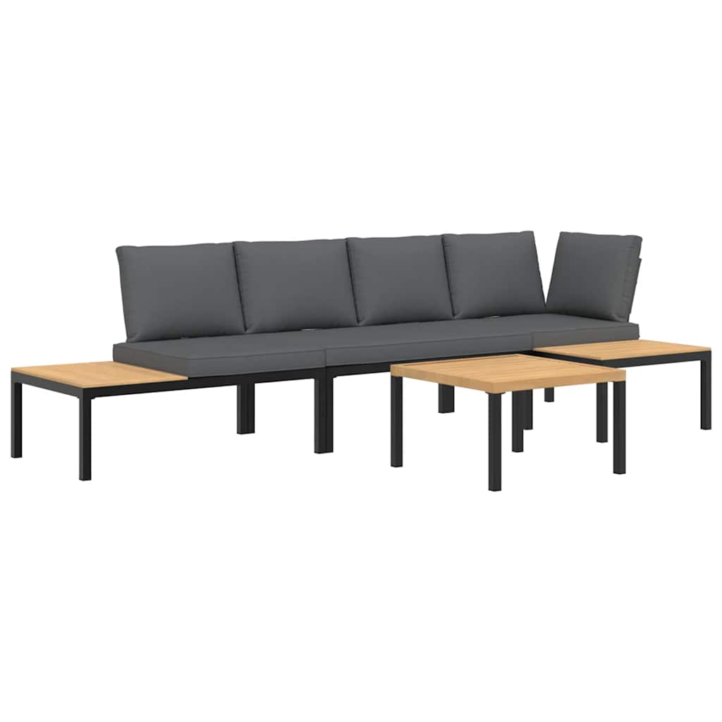 Salon de jardin 4 pcs avec coussins noir aluminium - XIOS