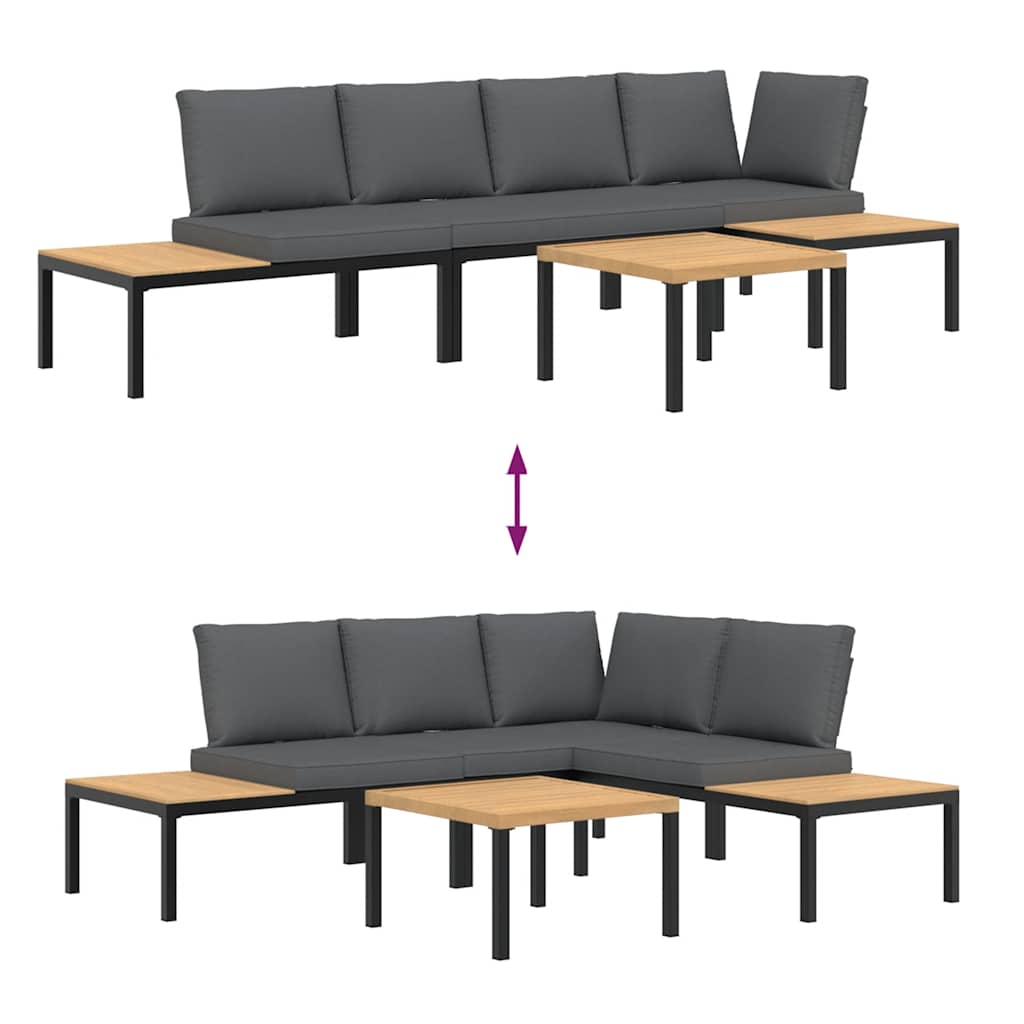 Salon de jardin 4 pcs avec coussins noir aluminium - XIOS