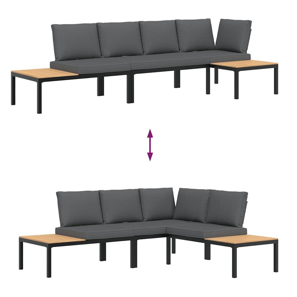 Salon de jardin 3 pcs avec coussins noir aluminium - XIOS
