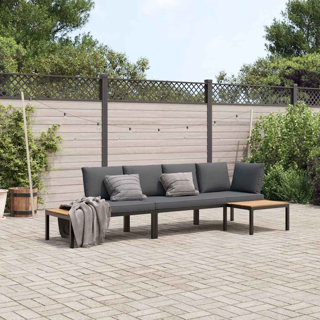 Salon de jardin 3 pcs avec coussins noir aluminium - XIOS