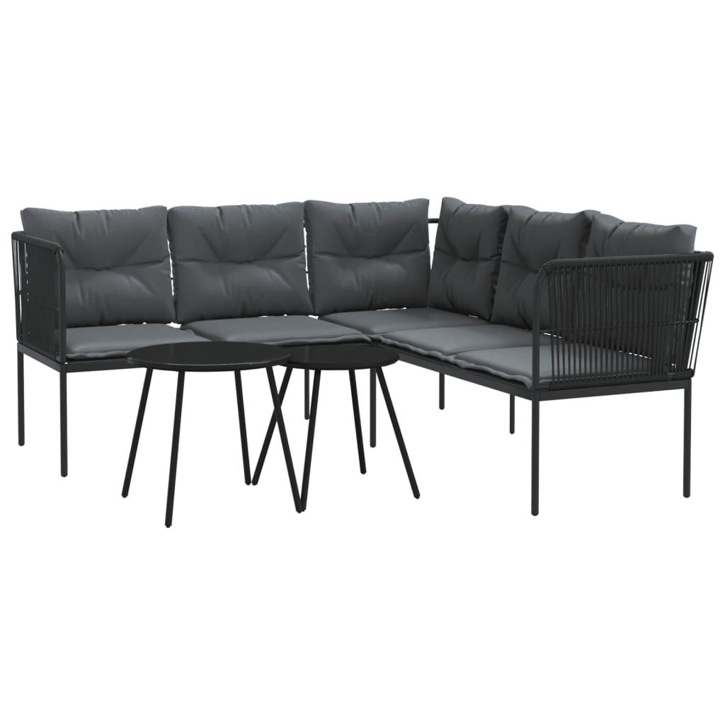 Ensemble de canapés de jardin et coussins noir acier textilène - XIOS