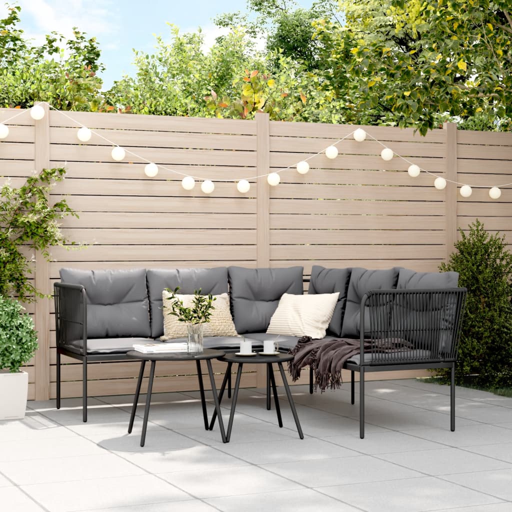 Ensemble de canapés de jardin et coussins noir acier textilène - XIOS