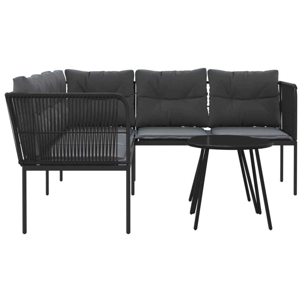 Ensemble de canapés de jardin et coussins noir acier textilène - XIOS