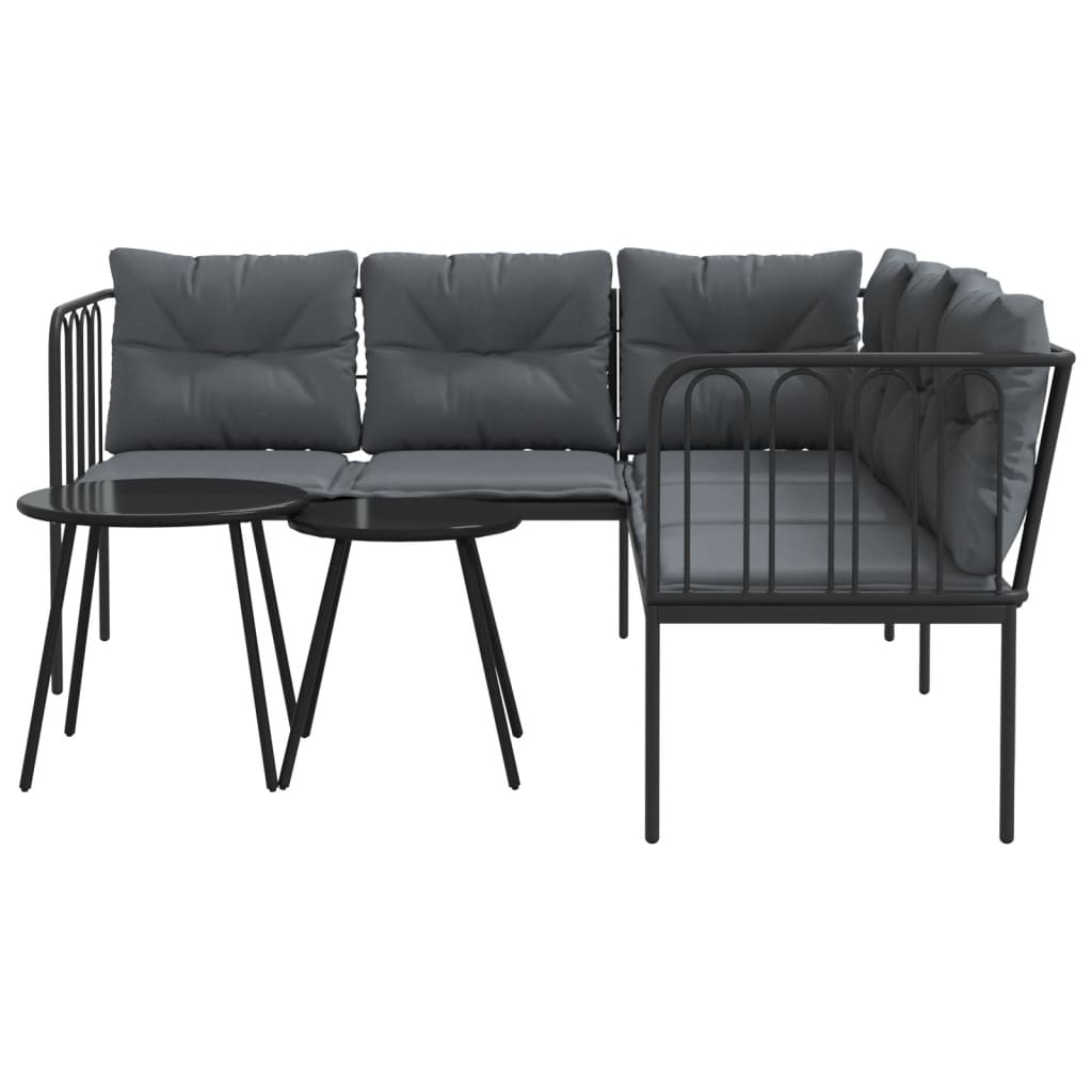 Ensemble de canapés de jardin et coussins noir acier textilène - XIOS