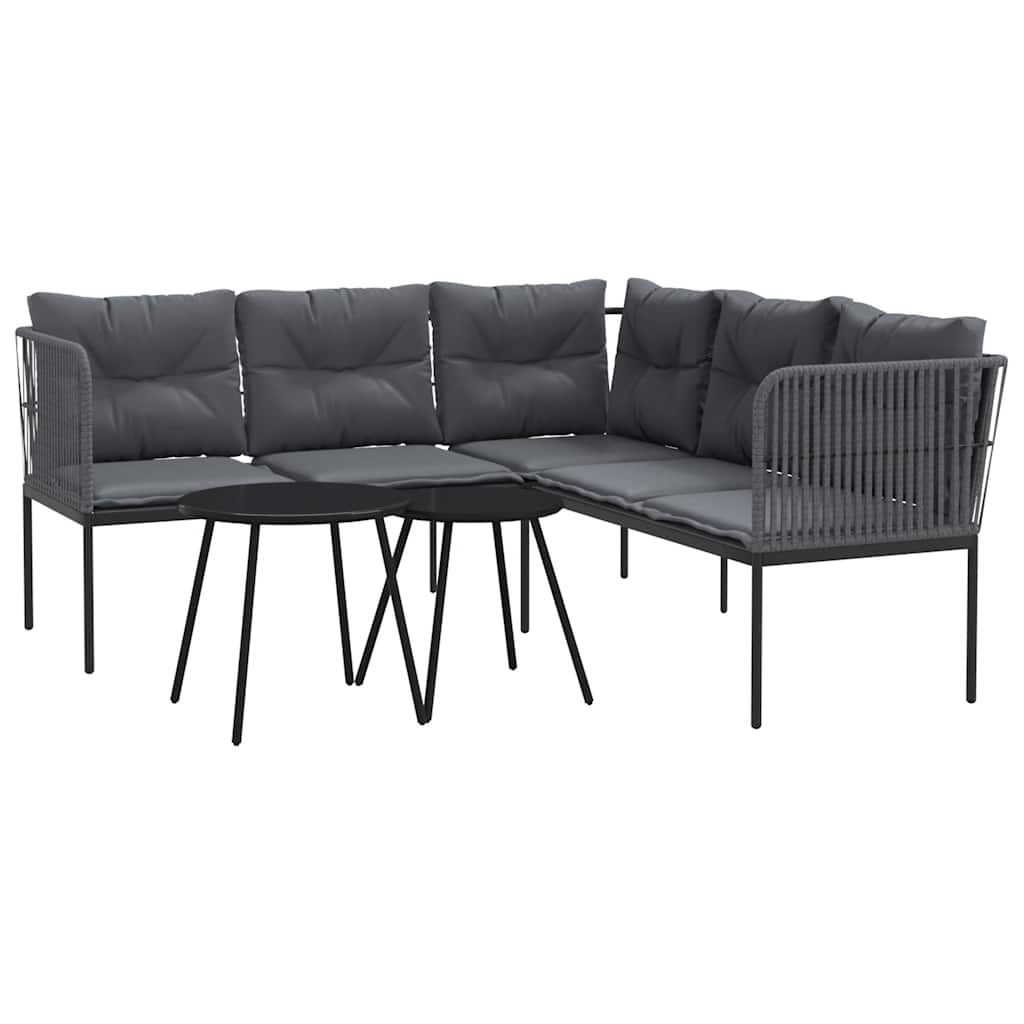 Ensemble de canapés de jardin et coussins noir acier textilène - XIOS
