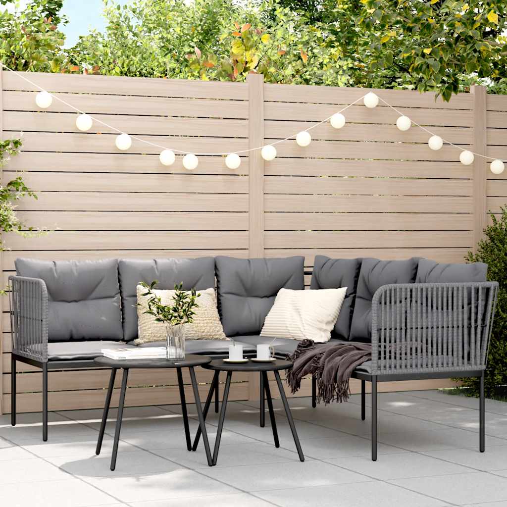 Ensemble de canapés de jardin et coussins noir acier textilène - XIOS