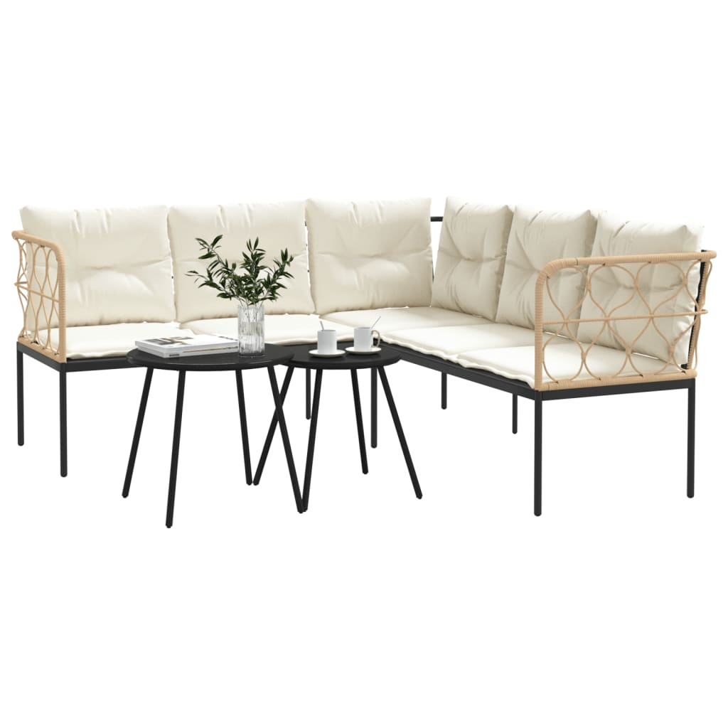Ensemble de canapés de jardin et coussins noir acier textilène - XIOS