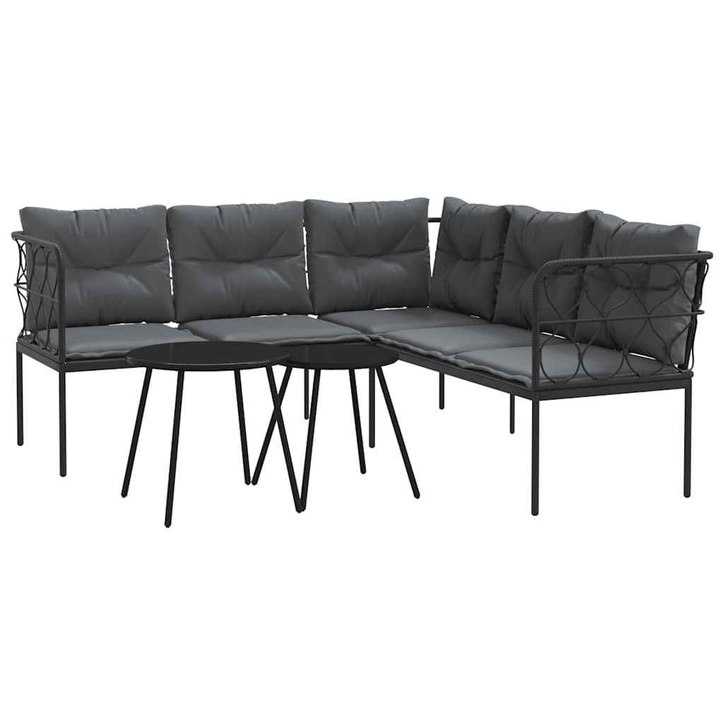 Ensemble de canapés de jardin et coussins noir acier textilène - XIOS