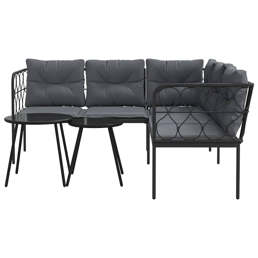 Ensemble de canapés de jardin et coussins noir acier textilène - XIOS