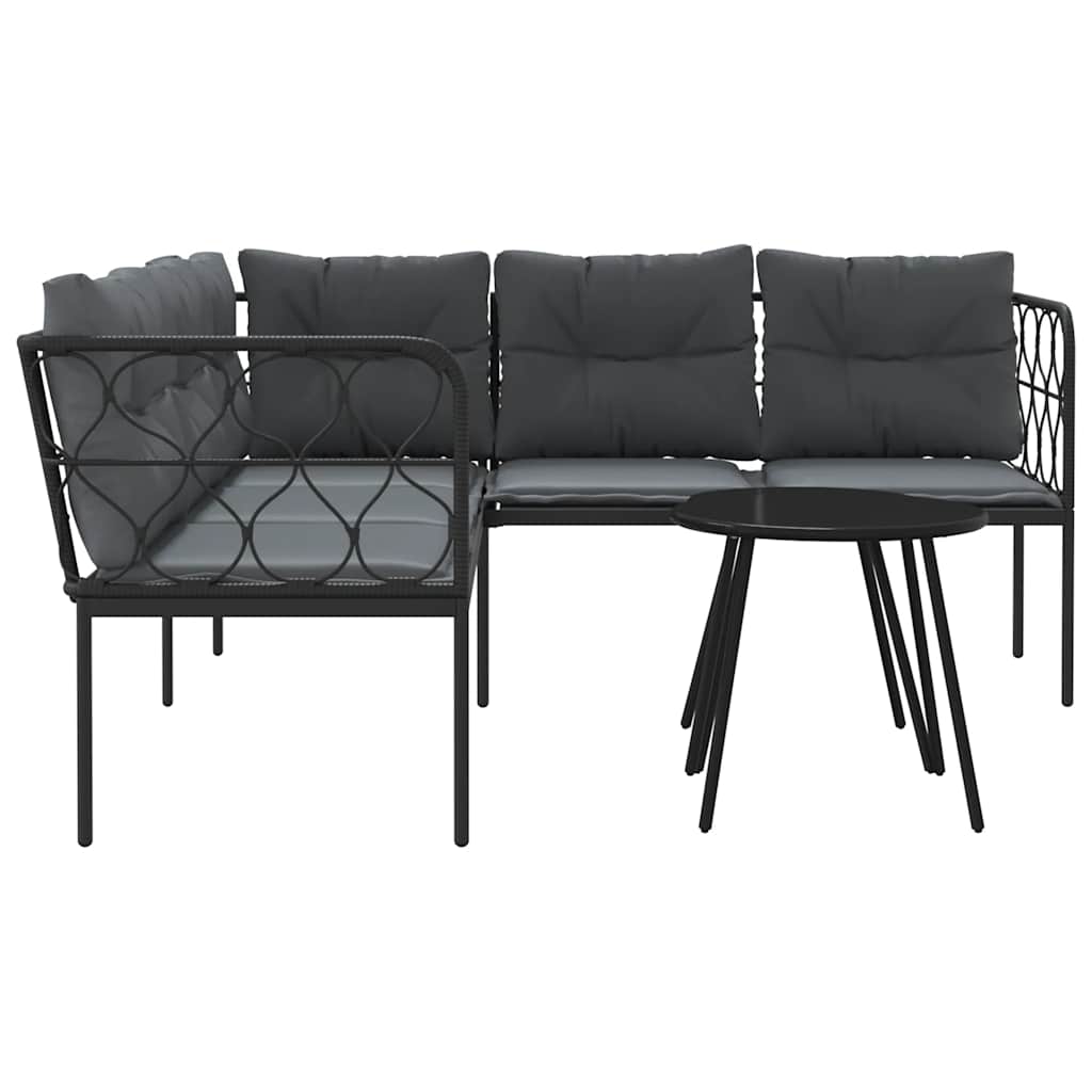Ensemble de canapés de jardin et coussins noir acier textilène - XIOS