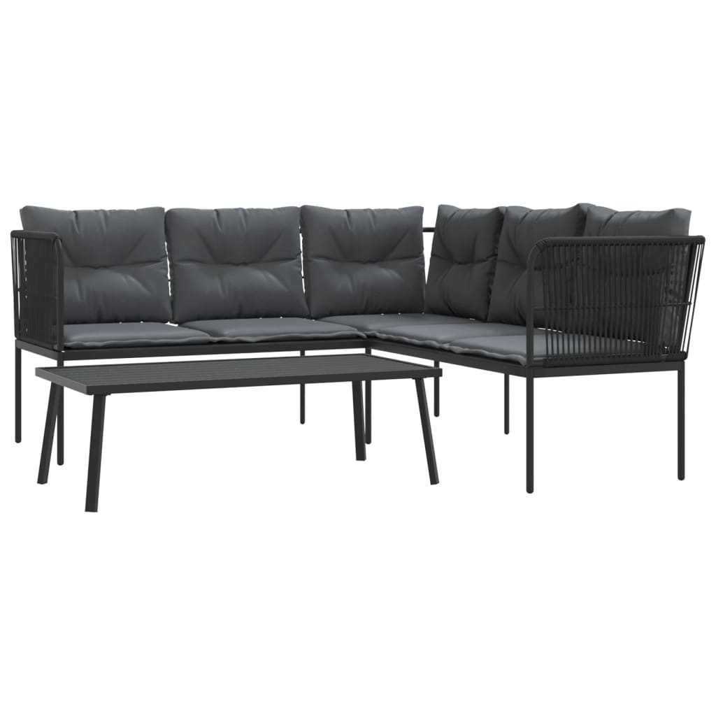 Ensemble de canapés de jardin et coussins noir acier textilène - XIOS