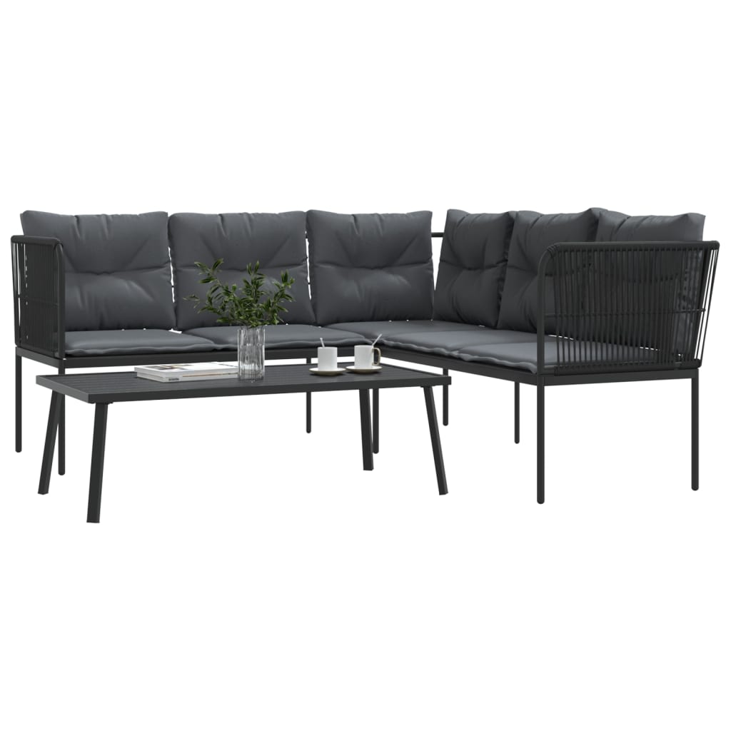 Ensemble de canapés de jardin et coussins noir acier textilène - XIOS