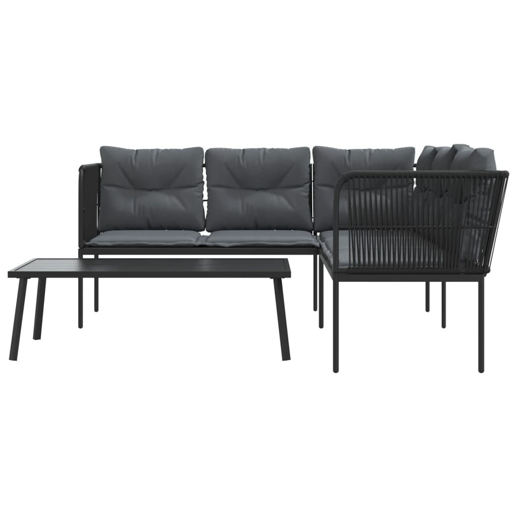 Ensemble de canapés de jardin et coussins noir acier textilène - XIOS